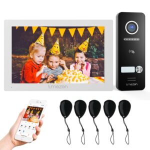 TMEZON-sistema de intercomunicación con cámara de puerta, videoportero de 7 pulgadas, 4 cables, 1080P, 1080P, con aplicación Tuya RFID y Monitor de desbloqueo, pantalla táctil