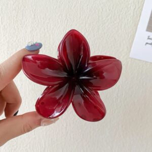 Pinzas para el pelo de flores rojas para mujer, pasadores de pinza de cangrejo, accesorios para el cabello para niña
