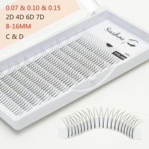 Seashine-pestañas postizas de tallo largo, 2D, 4D, 6D, 7D, voluminosas rusas prefabricadas, extensiones de pestañas prefabricadas, maquillaje