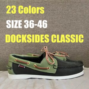 Sebago Docksides-zapatos de cuero de primera calidad para hombre, calzado con cordones y Punta Moc, 2024x22