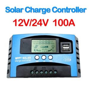 Controlador de carga Solar MPPT, 30A, 50A, 80A, 100A, pantalla LCD, 12V, 24V, USB Dual automático