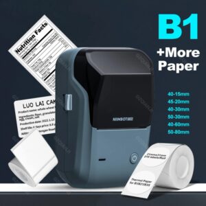Niimbot-impresora de etiquetas B1 portátil, máquina térmica de mano, Bluetooth, código de barras, código QR, pegatina de papel, rollos de Color, etiquetadora, etiqueta blanca