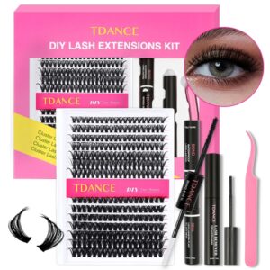 TDANCE-Kit de extensiones de pestañas, Kit de mezcla de 280 piezas, 40D/60D, accesorios de sellado y removedor, autoinjerto en casa