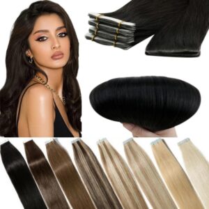 Extensiones de cabello humano 100% Remy, pelo brasileño con trama de piel, 20, 40, 60 piezas por paquete, Color Natural