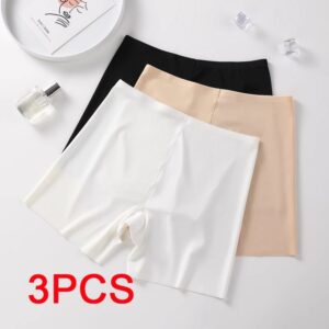 Ropa interior adelgazante para mujer, bragas moldeadoras de cintura alta sin costuras, pantalones cortos de seguridad, protección de seda de hielo, 3 piezas