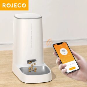 Robeco-Alimentador automático para gato y perro, dispensador inteligente de comida con WiFi, Control remoto, accesorios de comida seca