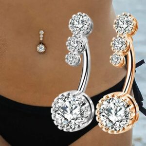 Anillo de Ombligo de cristal de circón para mujer, Piercing corporal redondo, acero quirúrgico, Corazón