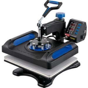 VEVOR Prensa de Calor 30 x 38 cm 0-410 °F Máquina de Prensado en Calor 1000 W Negro y Azul Máquina de Prensado de Calor para Camiseta Digital para Transferir Letras, Números e Imágenes en la Ropa