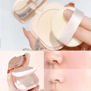 Polvo de ajuste con espejo, Control de aceite, maquillaje, brillo, tono de piel, compacto, portátil