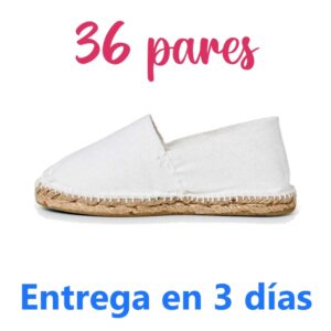 ALPARGATAS BODAS MUJER COLOR BLANCO, PACK 36 PARES, Zapatos Planos para Boda y Eventos, Zapatillas de Esparto, Regalo para Invitados