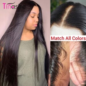 Tinashe-Peluca de cabello humano listo para ir para mujer, postizo de encaje Frontal, predesplumada, hueso recto, 13x6, HD