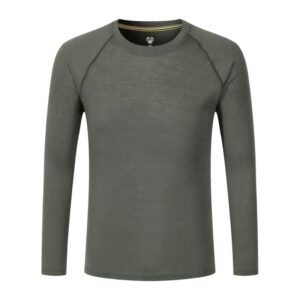 Camisas de lana merina para hombre, ropa interior térmica de manga larga para senderismo, caza y correr, 100%