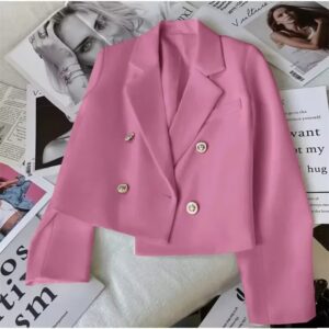 Blazer corto de manga larga para mujer, chaqueta elegante para mujer, Tops informales de oficina, abrigo de primavera y otoño