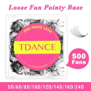 TDANCE-extensiones de pestañas postizas, 500 unidades, 5D, 6D, 8D, 10D, Base puntiaguda prefabricada, tallo medio, finas, VolumeLash ruso