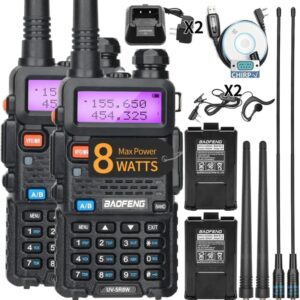 BaoFeng-walkie-talkie piezas de alta potencia, de mano portátil de 128 canales Radio bidireccional, banda Dual de largo alcance, UV 5R, 1/2 UV-5R, 8W