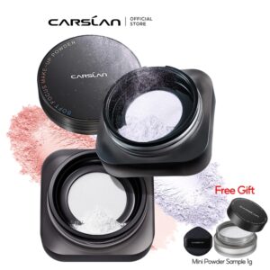 CARSLAN-Polvo de ajuste suelto translúcido magnético negro, maquillaje, resistente al agua, de larga duración, mate, Control de aceite, acabado facial