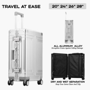 Juegos de equipaje duraderos para mujer y hombre, maletas de aluminio 2024, ruedas para cabina de viaje, 20/100%, 24/29 de capacidad