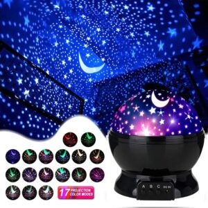 Proyector de luz nocturna estrellada para niños, lámpara giratoria de cielo y Luna, lámparas de galaxia, decoración del dormitorio del hogar, luces de Navidad, regalo