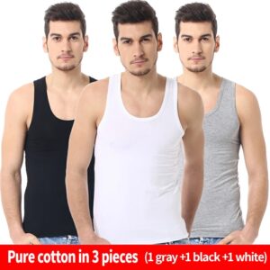 Chaleco Ajustado de algodón de 3 piezas para hombres jóvenes, chaleco cómodo de ocio para Fitness, chaleco sin mangas de Joker para hombres de mediana edad y mayores
