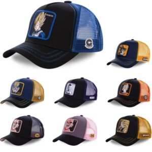 Gorra con visera de Dragon Ball Son Goku para hombre, gorro con visera ajustable de malla para camionero, estilo Hip-Hop, bordado, Verano