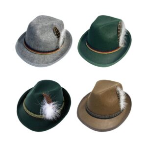 Sombrero de Fedora de Oktoberfest para hombre, sombrero de Jazz, Sombrero de Panamá Derby, sombreros de bombín rizados, disfraz de Halloween, gorra de Cosplay para eventos al aire libre, Alemán
