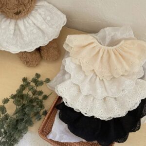 Babero de encaje para bebé, accesorios coreanos para niños, cuello de encaje, lindo babero hueco para bebé, bufanda Floral, toalla de Saliva para bebés