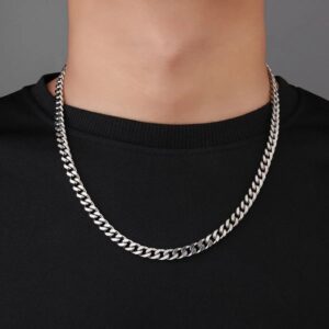 Collares cubanos básicos de acero inoxidable, cadenas de eslabones de molienda de cuatro lados, accesorios para fabricación de joyas DIY, 5mm, 7mm, 9mm