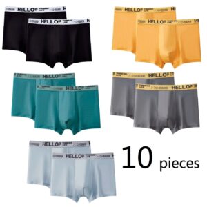 Bóxer corto para hombre, ropa interior deportiva, suave, a la moda, 10 colores, 2XL, 3XL, 4XL, 10 piezas