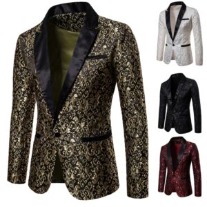 Traje de vestido de fiesta Floral para hombre, chaqueta de cena elegante, Blazer de boda, esmoquin de Graduación