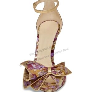 Sandalias decorativas con lazo poco profundo Para mujer, Zapatos de tacón alto de aguja, hebilla en el tobillo, correa, Punta abierta, 2023