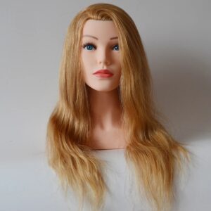 Cabeza de Maniquí de alta calidad, cabello humano 100% Natural Real de 24 ", cabeza de peluquería, muñecas de entrenamiento de cabello rubio con hombro