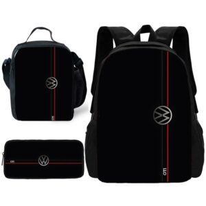 VW Car Gti 3-mochila escolar para niños y niñas, Juego de piezas con fiambreras, bolsas de lápices, mochilas escolares, el mejor regalo