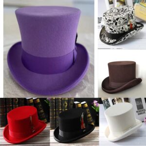 Sombrero de Fedora de lana 2023 para hombre y mujer, sombrero de copa de caballero Unisex, sombrero mágico negro y rojo, sombrero presidencial, accesorios de plumas, 100%
