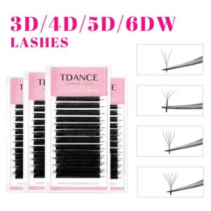 TDANCE-extensiones de pestañas 3D, 4D, 5D, 6D, prefabricadas, estilo W, visón falso, Natural, suave, floración automática, volumen