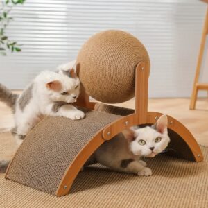 Rascador de madera para gatos 2 en 1, tabla de rascar de Sisal, resistente al desgaste, juguete de pata de molienda, rascador de madera maciza para gatos