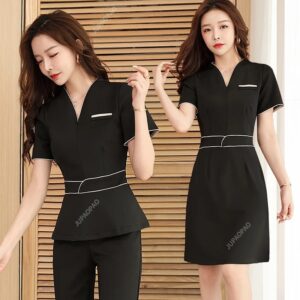 Uniforme estético de manga corta para mujer, traje de salón de belleza, ropa de esteticista de Spa, ropa de trabajo de masaje de Hotel, monos coreanos, Verano