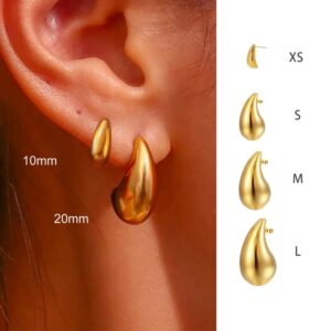 Pendientes de gota de agua gruesos Vintage de acero inoxidable para mujer, pendiente grueso chapado en oro, regalos de joyería de boda llamativos, 10-31mm