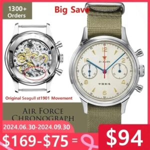 RED STAR-reloj mecánico para hombre, cronógrafo de 38mm, 1963, piloto con movimiento de gaviota, ST1901, Fuerza Aérea, aviación, zafiro, Ganso, 40mm