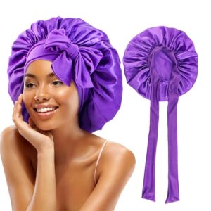 Gorro de dormir liso de satén para mujer, gorro de ducha de noche elástico, turbante ajustable para el cabello