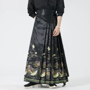 Falda con cara de caballo Hanfu para hombre, pantalones de calle Vintage, ropa de calle suelta, moda masculina, primavera 2024