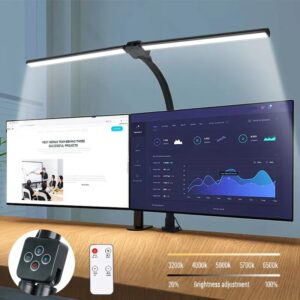 Lámpara de escritorio con Clip LED de doble cabeza, lámpara de mesa de Architect, iluminación de oficina en casa, 5 modos de Color y 5 regulables