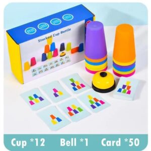 Juguetes Montessori Stack Cup para niños, juego educativo con tarjeta, iluminación intelectual, cognición de Color, entrenamiento lógico