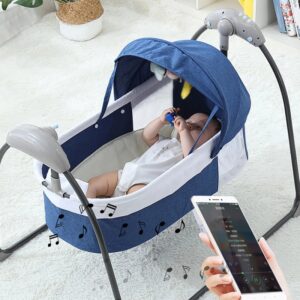 Cuna de bebé de 3 velocidades, columpio automático, columpio eléctrico, tumbona, cuna de hasta 18KG con música