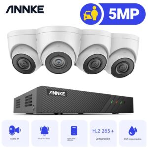 ANNKE-sistema de seguridad de vídeo en red POE, 8 canales FHD, 5MP, H.265 + 6MP, NVR, cámaras de vigilancia impermeables de 5MP, con Audio