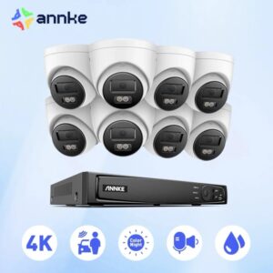 ANNKE-Sistema de videovigilancia 4K Ultra HD POE, grabador NVR de 8 canales con cámaras de seguridad de 8MP, Kit de videovigilancia, grabación de Audio, cámara Ip 3K