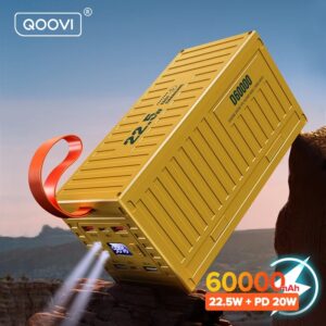 QOOVI-Banco de energía de 60000mAh, estación de carga rápida para iPhone y Xiaomi, 22,5 W, PD, QC 3,0