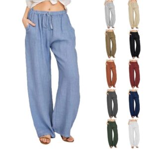 Verano y otoño nueva ropa informal para mujer en Europa, América y Europa pantalones casuales de cáñamo de algodón sueltos grandes