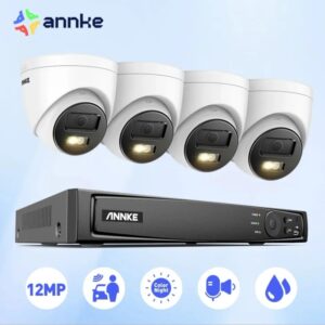 ANNKE-cámara CCTV inteligente para el hogar, Kit de videovigilancia con luz Dual, cámara POE de 12MP, 4K, NVR, 8 canales, NVR, micrófono incorporado para exteriores