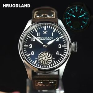 Hruodland-reloj mecánico con luz nocturna para hombre, accesorio masculino de pulsera resistente al agua con diseño de piloto, de 43mm, con BGW-9 de cristal de zafiro, estilo Retro, 5 bares