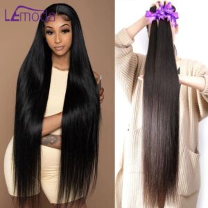 Mechones de cabello humano liso, Extensiones de Cabello 100% Virgen sin procesar, tejido de 30 y 32 pulgadas, brasileño, 12A